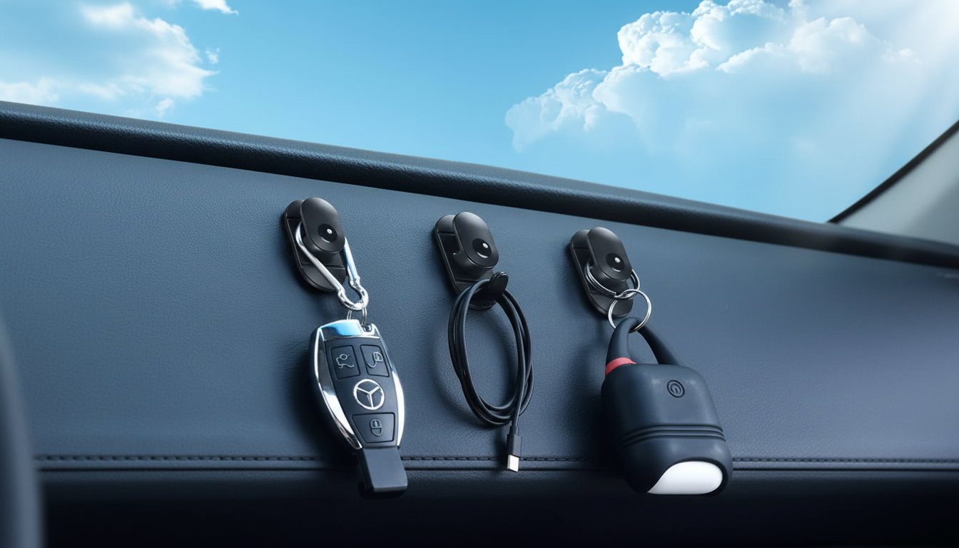 Mini Self-Adhesive Car Dashboard Hooks for Cables & Keys